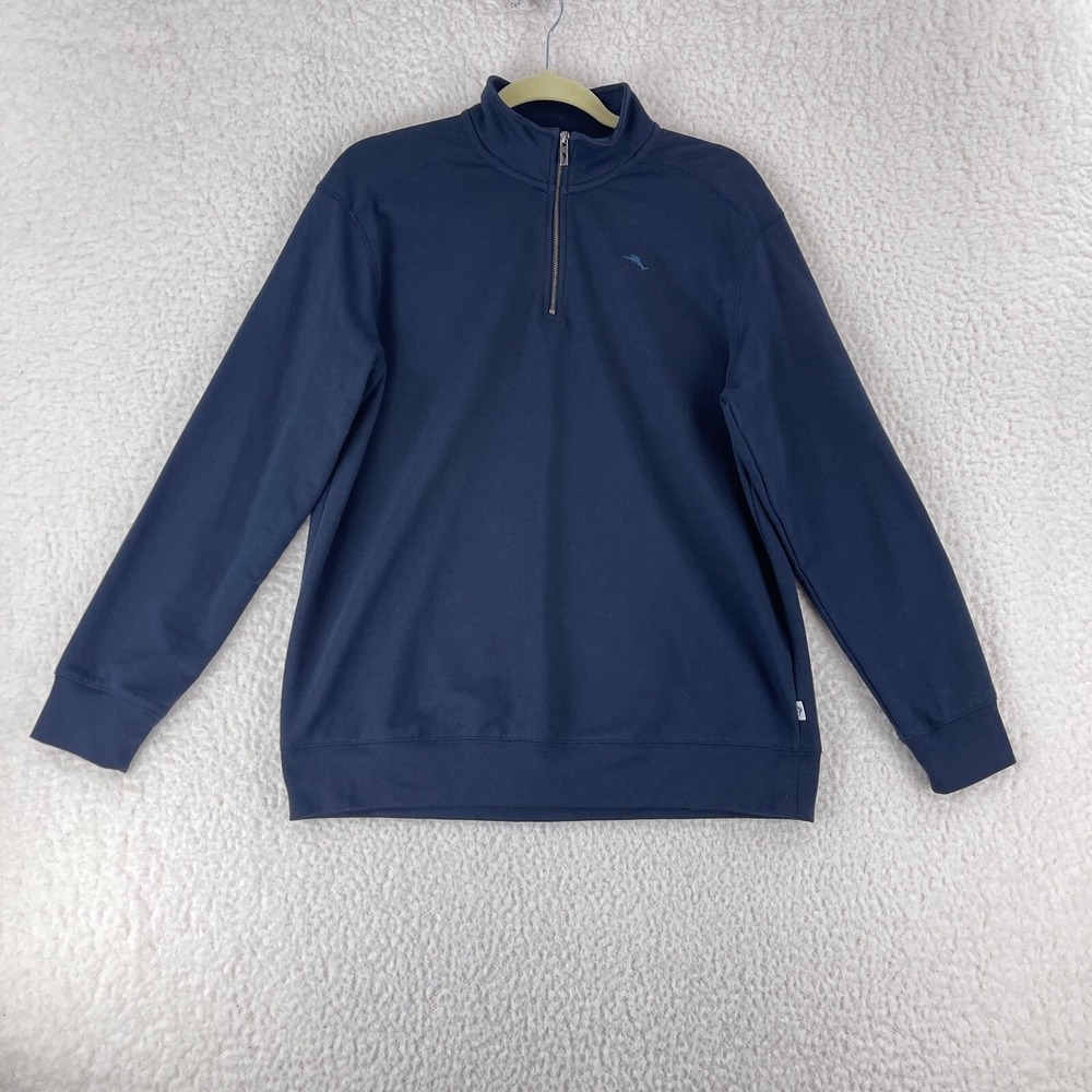 Tommy Bahama Navy Zip-Front Pullover Sweater